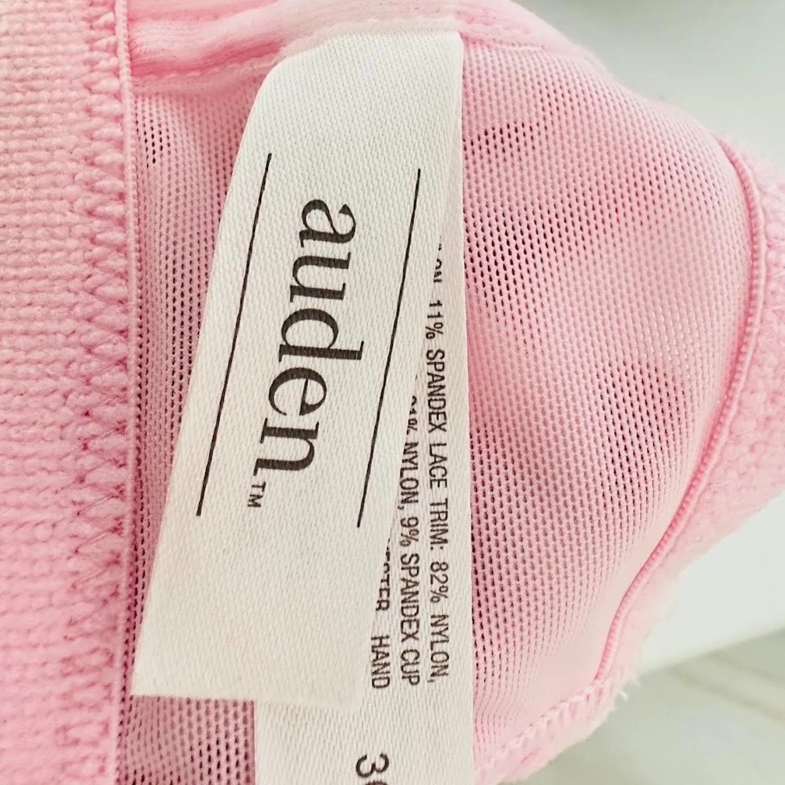 Auden Women’s Pink Lace Plunge Coverage Pushup Bra Underwire Padded Size 36DD - Image 5