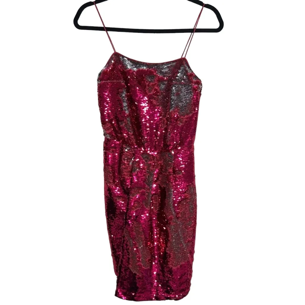 NEW NWT 10 Crosby Derek Lam Lani Fuchsia/Silver Sequined Dress - Image 5