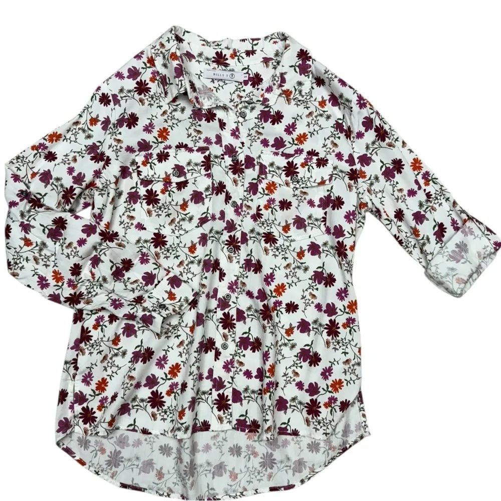 Billy T White Medley Floral Button Shirt Small, NWT, Boho Summer Floral Top Pink - Image 9