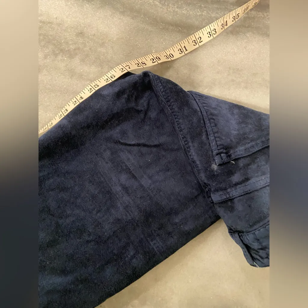 Paige Size 26 Navy Blue Velvet Pants Stretch Slim Fit Straight Leg Cotton Blend - Image 8