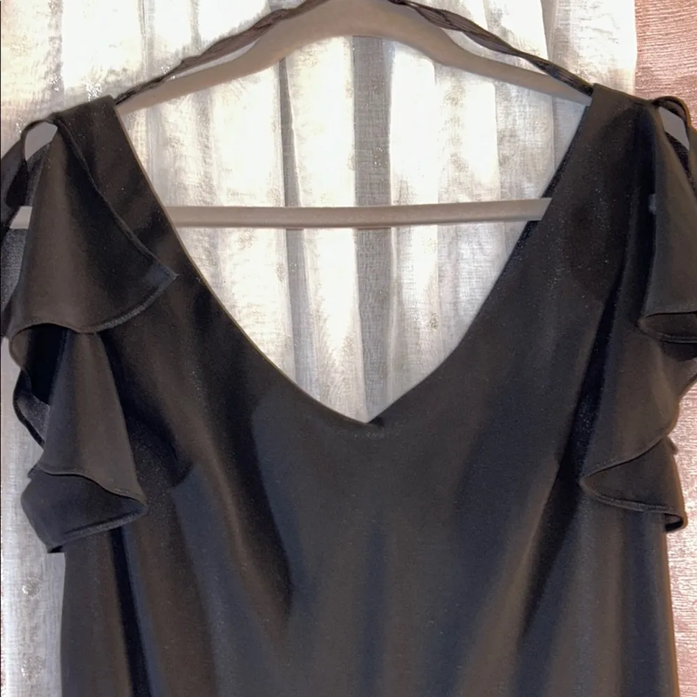 Vintage S.L. Fashions Size 12 Black Floral Embellished Midi Dress - Image 4