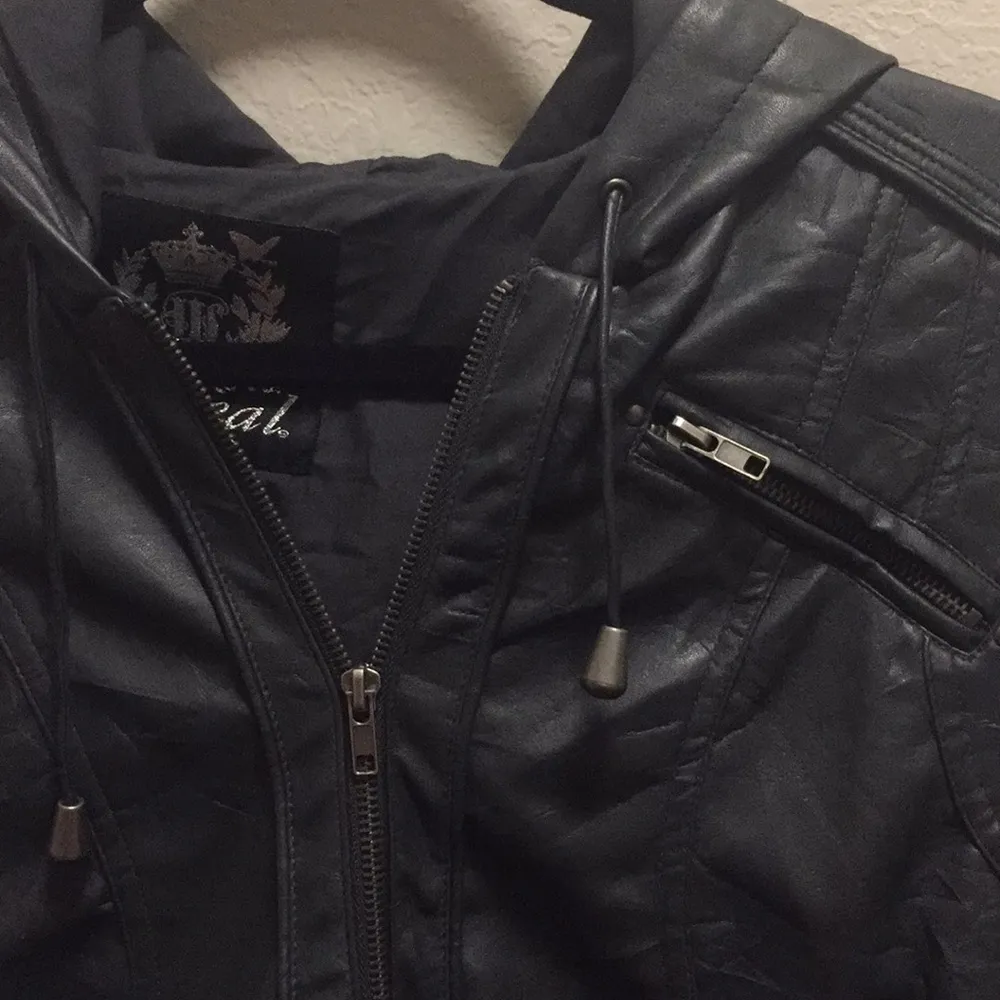 NWT Wet Seal Faux leather hooded jacket. - Image 2