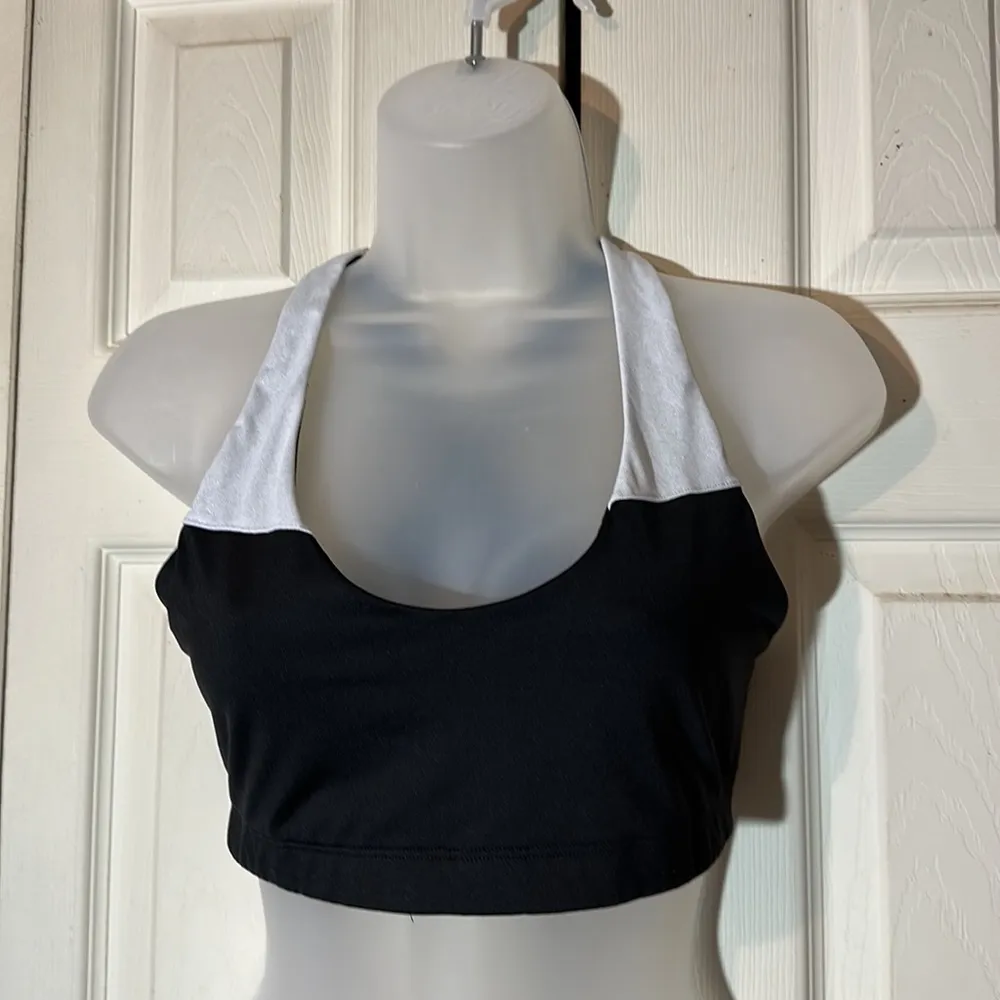 Victoria's Secret Sport Black and Silver Halter Top Racerback Sports Bra M - Image 2