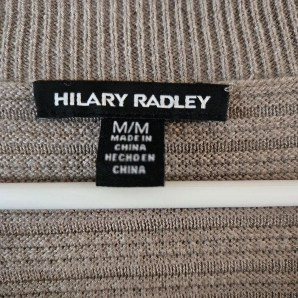 Hilary Radley Womens Medium Long Sleeve V-Neck Sweater Heather Mocha Layered Loo - Image 4