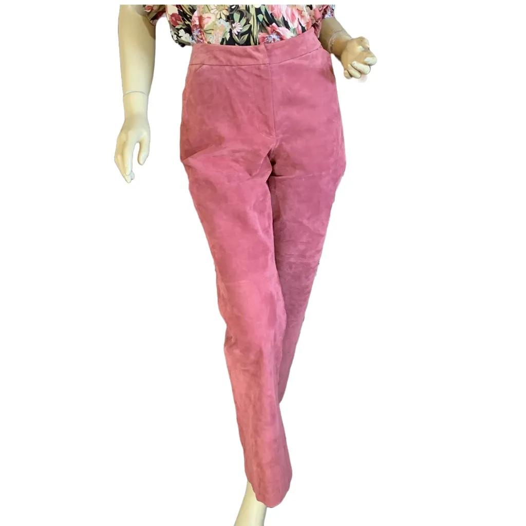 NEWPORT NEWS DARK MAUVE PINK BOOT CUT SUEDE TROUSERS (8) - Image 3