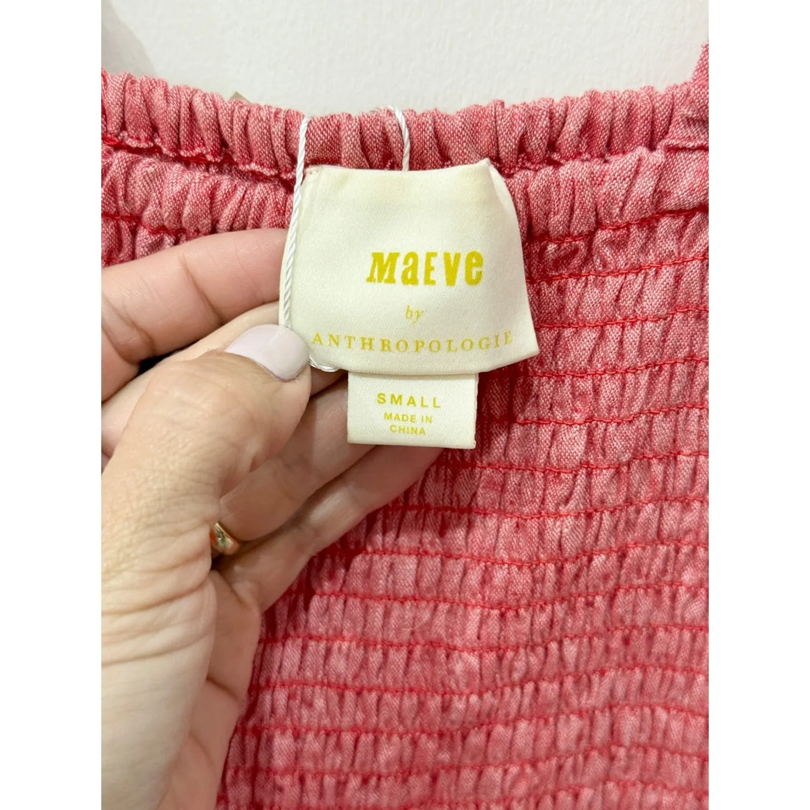 Maeve x Anthropologie Schuyler Sleevless Smocked Peplum Blouse Pink Women Size S - Image 5