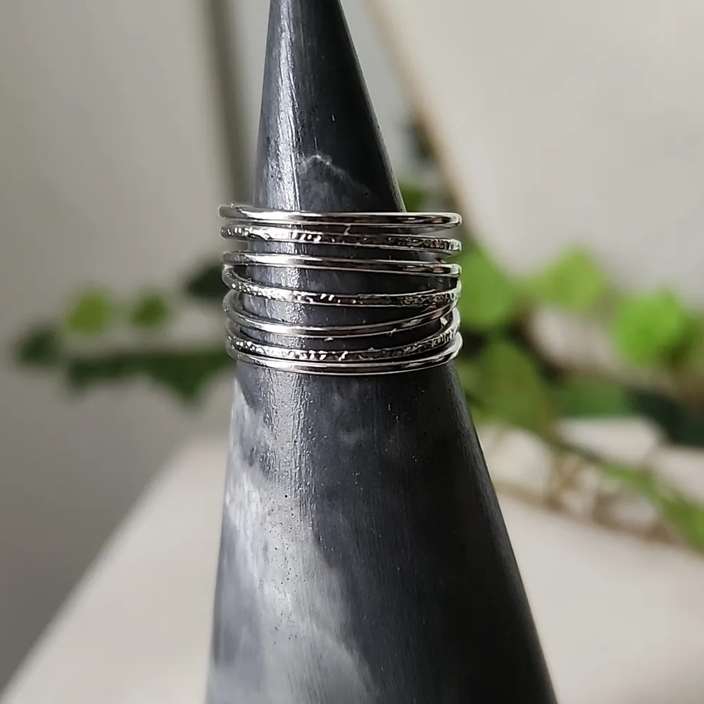 Silver Stainless Steel Multi Layer Adjustable Ring - Image 3