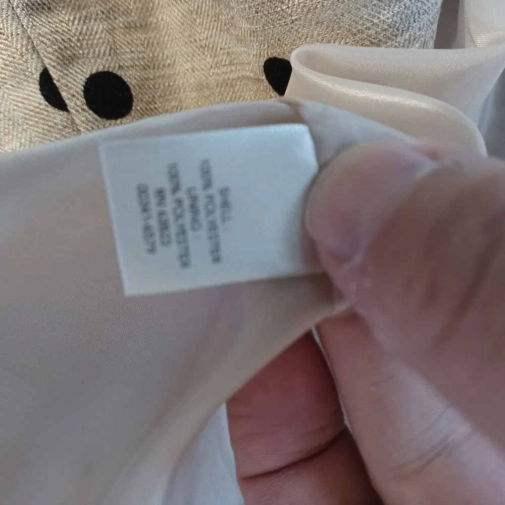 CHRISTOPHER & BANKS medium 3/4 sleeve polka dot tan open jacket - Image 3