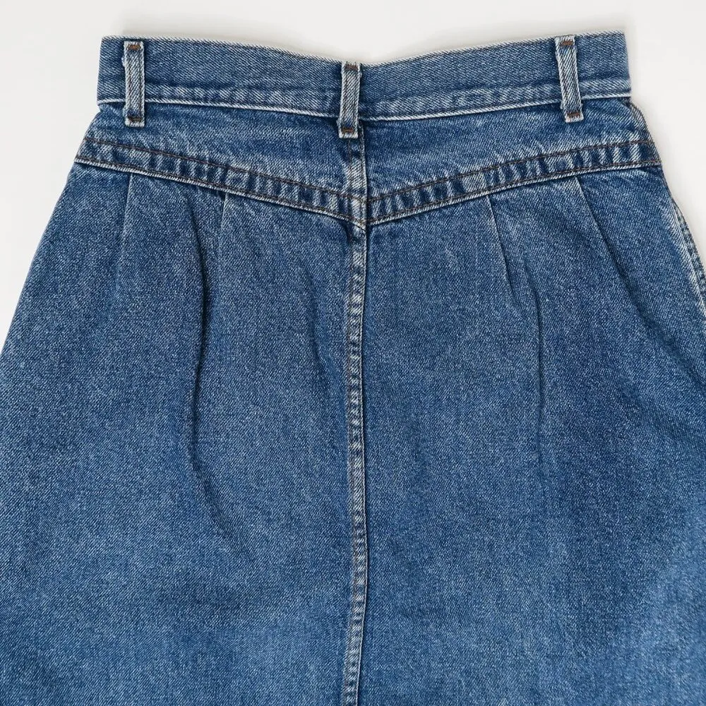 Vintage 80s Lee Blue Move Pleated Denim Maxi Skirt - Image 9