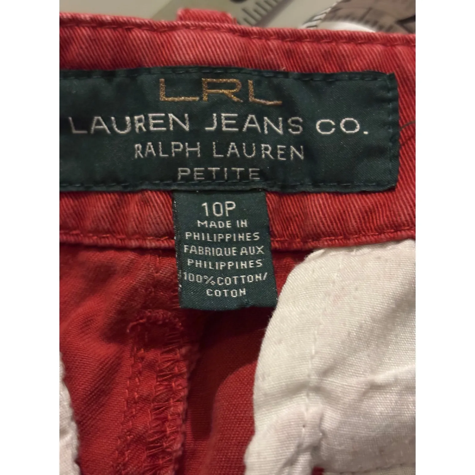 Ralph Lauren Petite Red Cotton Chino Shorts Women's Size 10P - Image 5