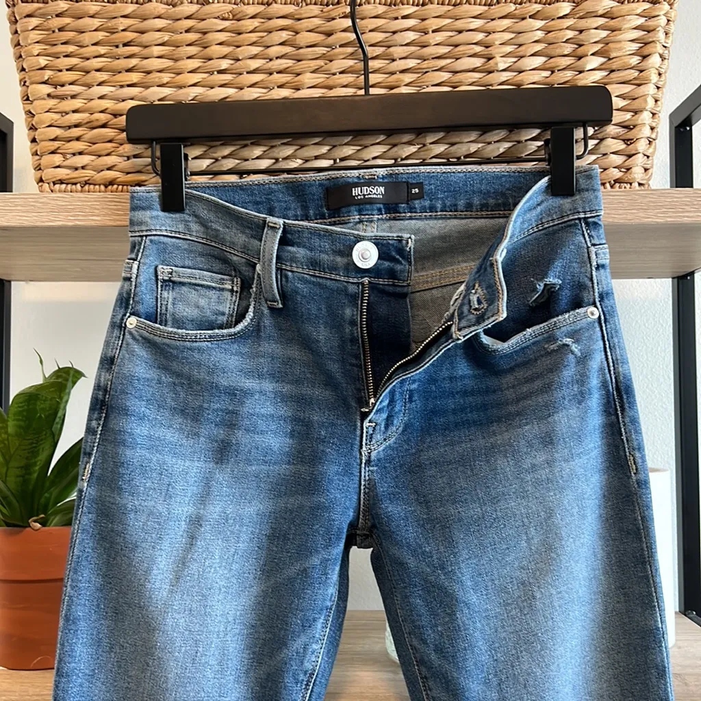 Hudson Nico Mid-Rise Distressed Super Skinny Ankle Jeans, 25 - Image 8