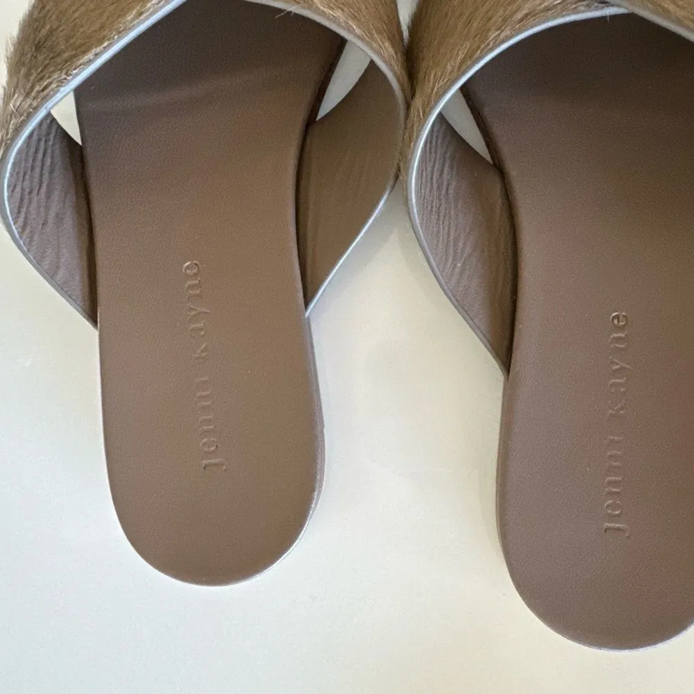 Jenni Kayne Ash Grey Pony Hair Crossover EU 37 US 7 Casual Flat Sandals Shoes - Image 5