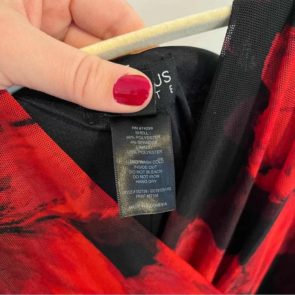 Enfocus Studio Black and Red Floral mesh beaded Dress NWT women’s 14 petite - Image 7