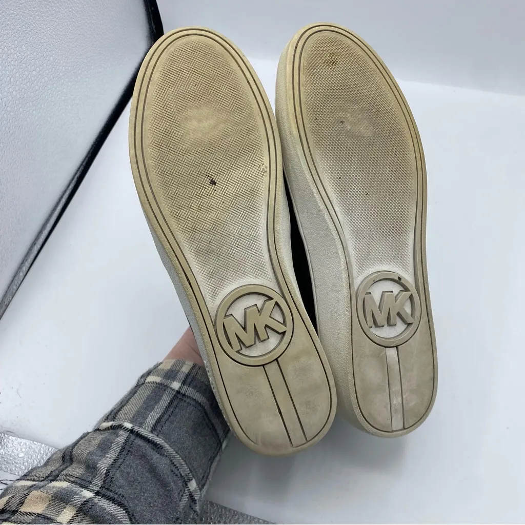 Michael Kors Leo Embellished Studded Black Leather Slip On Sneakers size 9.5 - Image 5