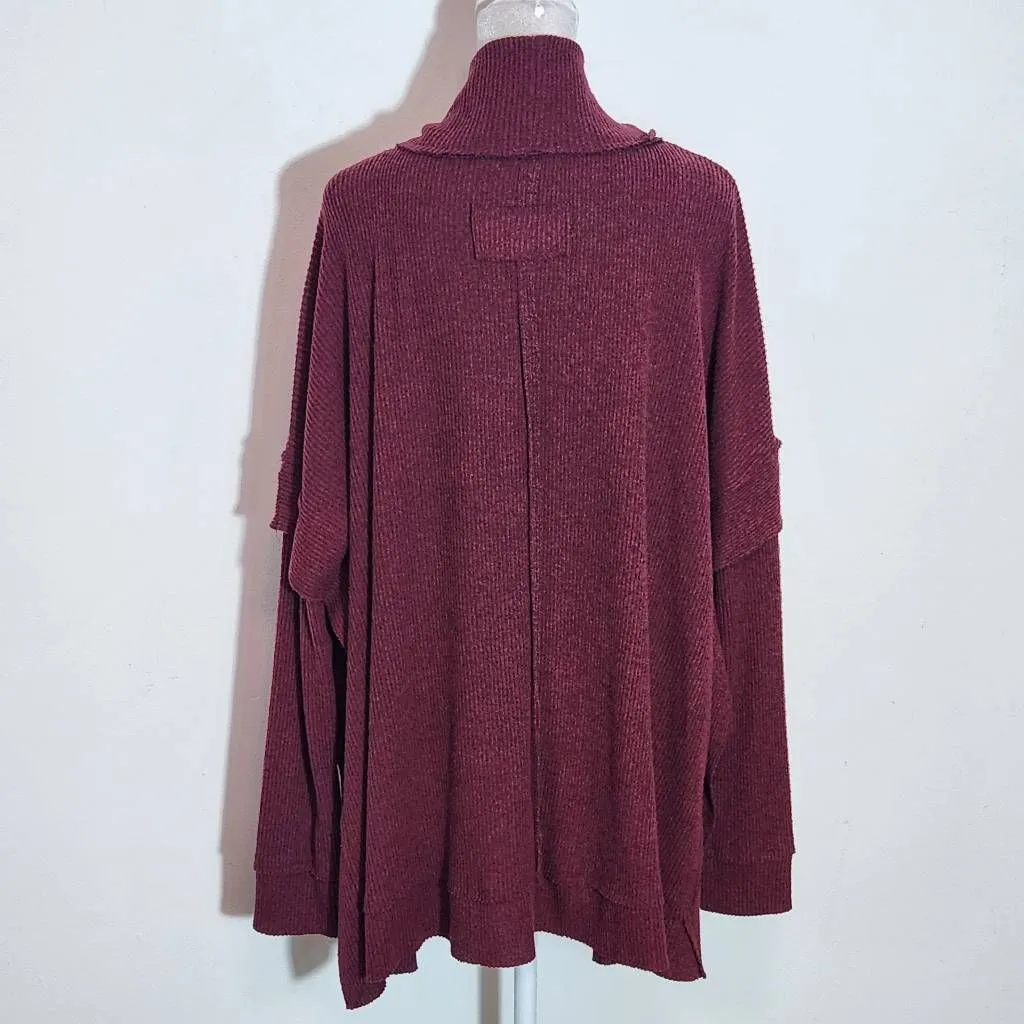 Jodifl Oxblood Ribbed Knit Pullover Size Large Oversized Burgundy Pullover - Image 5