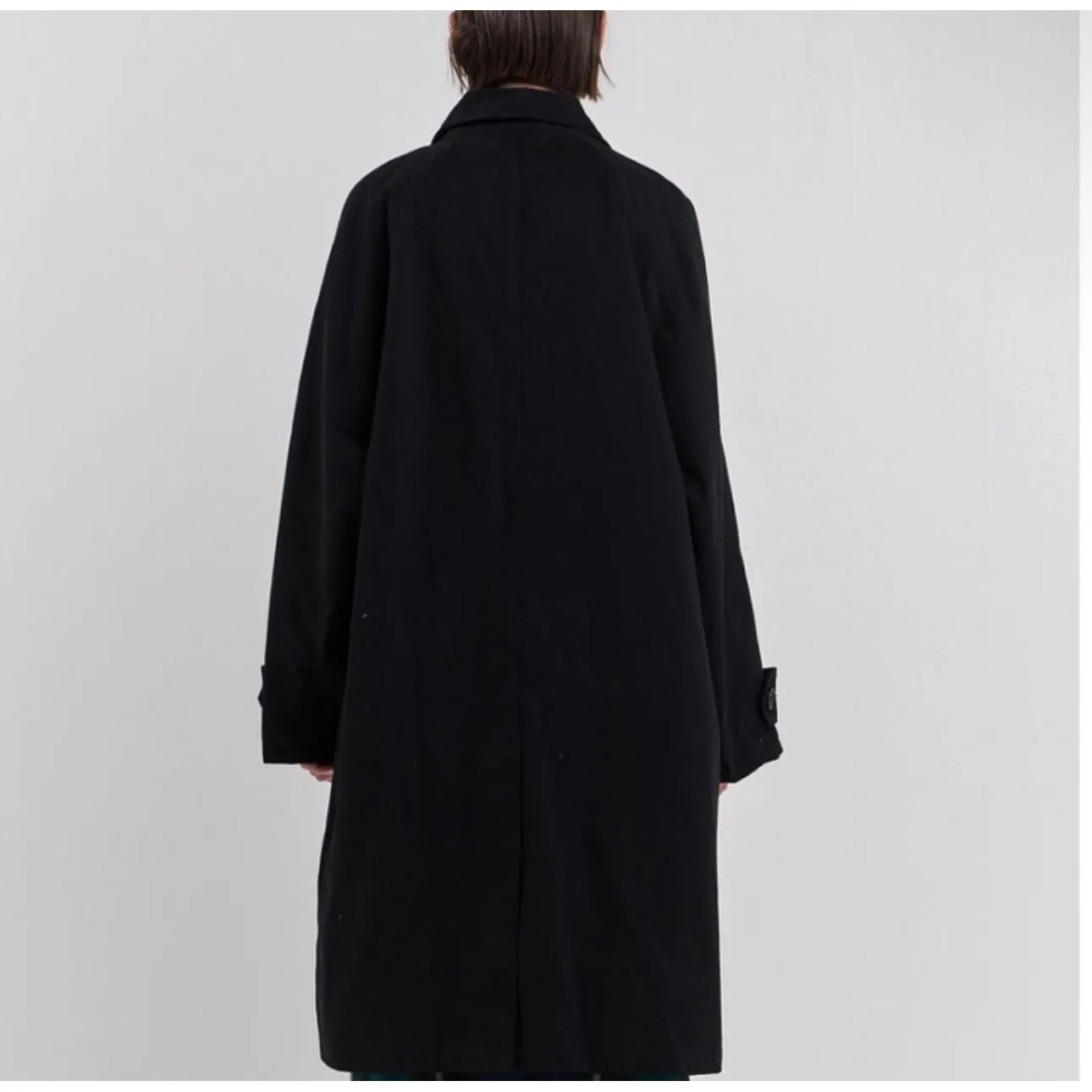 ANTHROPOLOGIE (GREY LAB LABEL) Black Plaid Patchwork Trench Coat Women size XL - Image 4