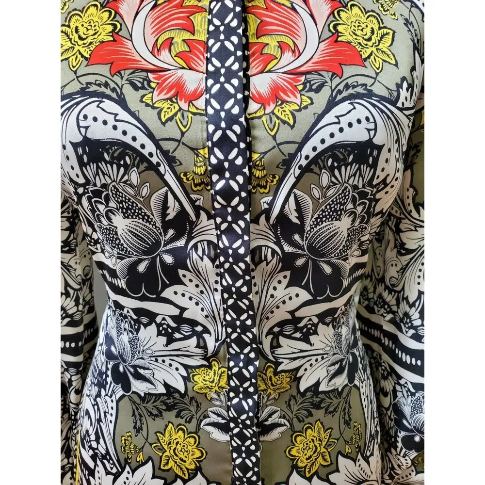 Bebe Women Multicolor Polyester Collared Long Sleeve Length Shirt Dress Size XS - Image 3