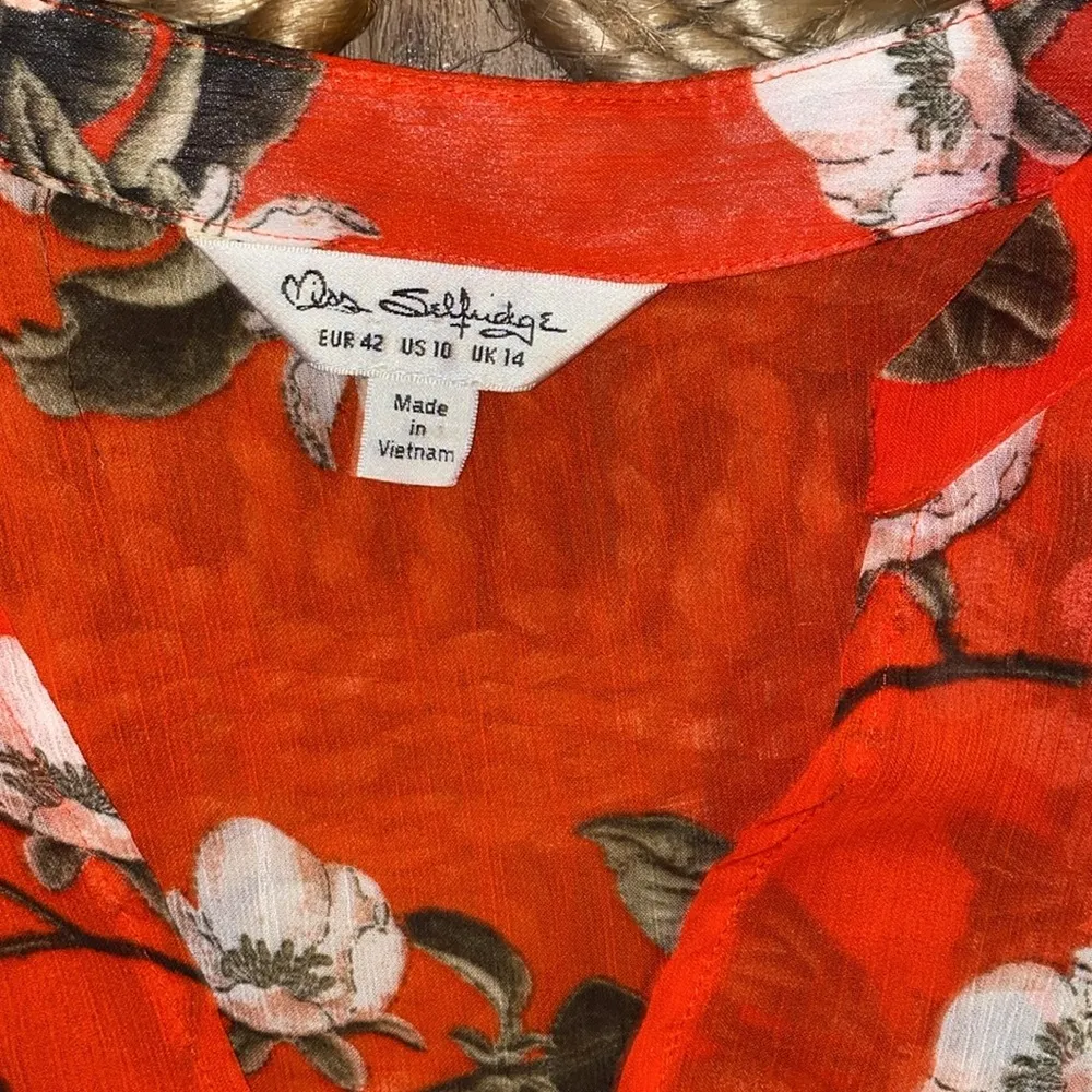 Miss Selfridge 10 shirt dress Floral Red Long Sleeve Dress - Image 2