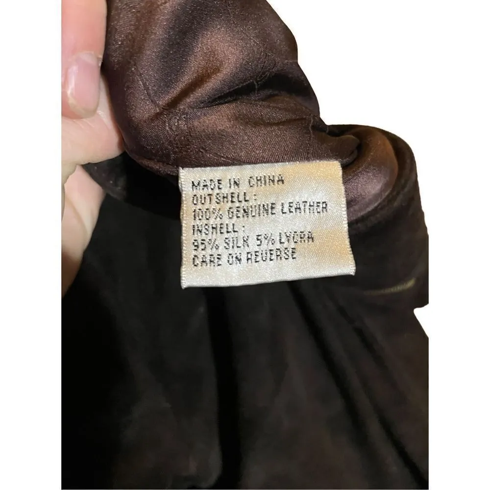 St. John Dark Brown Straight Leg Leather Pants  with silk inner shell size 2 - Image 4