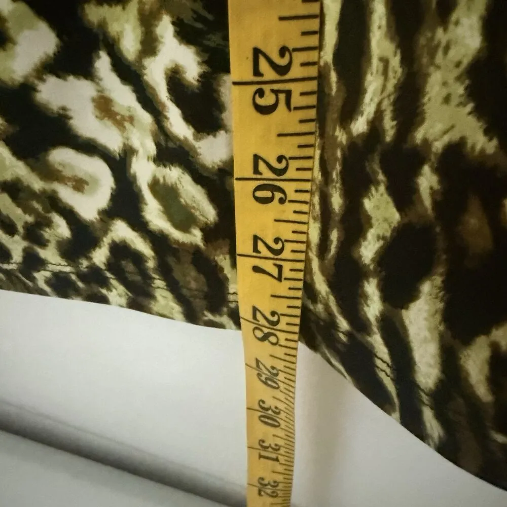 Susan Graver Leopard Print Cowl Neck Green Brown Sleeveless Top Blouse Women 1X - Image 7