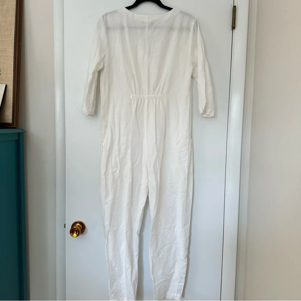 The Nines by HATCH Maternity Button Down Jumpsuit Womens Ivory Size Small White - Image 4