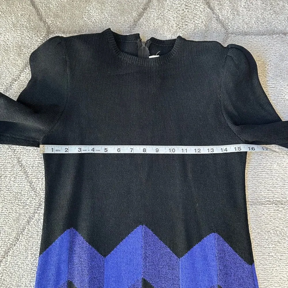 Vintage St. John by Marie Gray Black/Purple Knit Long Sleeve Dress - Image 4