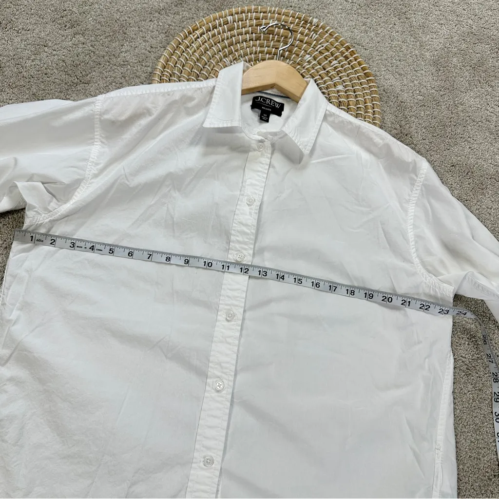 J. Crew Women’s Relaxed Fit Crisp Cotton Poplin Button Down Shirt in White 10T - Image 12
