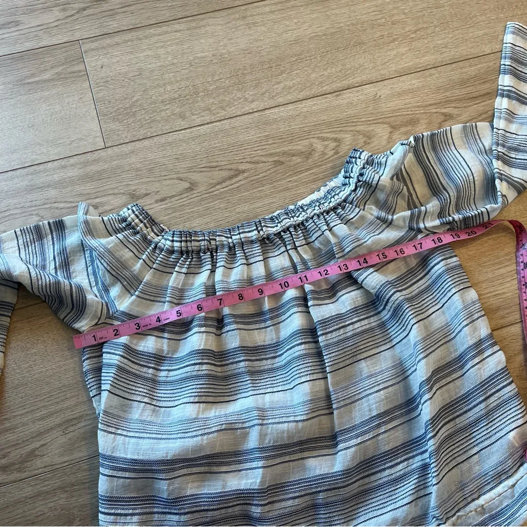 Theory Odettah Off the Shoulder Cotton Silk Striped Long Sleeve Top Size S - Image 7