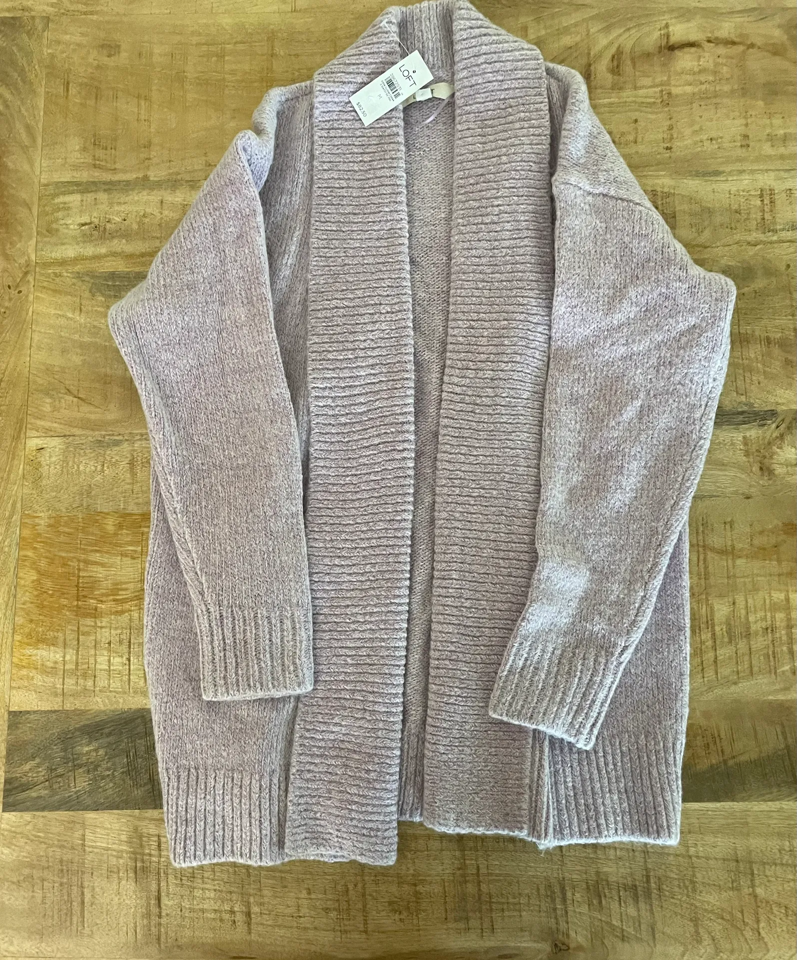 Lavender Long Heavy Knit Open Cardigan Sweater - Image 5