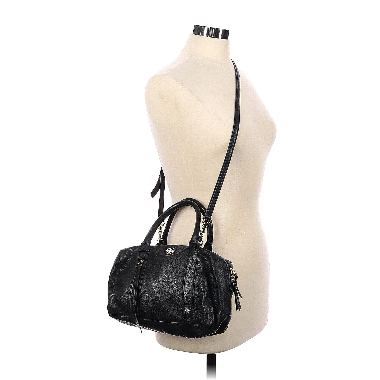 TORY BURCH Brody Black Leather Small Satchel Duffel Crossbody Bag - Image 2