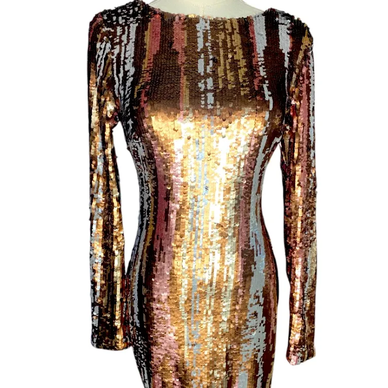 DRESS THE POPULATION Lola
Sequin V-Back Cocktail Party Dress, Multicolor
Small - Image 7