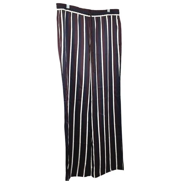 Joseph 100% Silk Pyjama Pants Wide Leg College Stripe Trousers Size 40 - Image 4