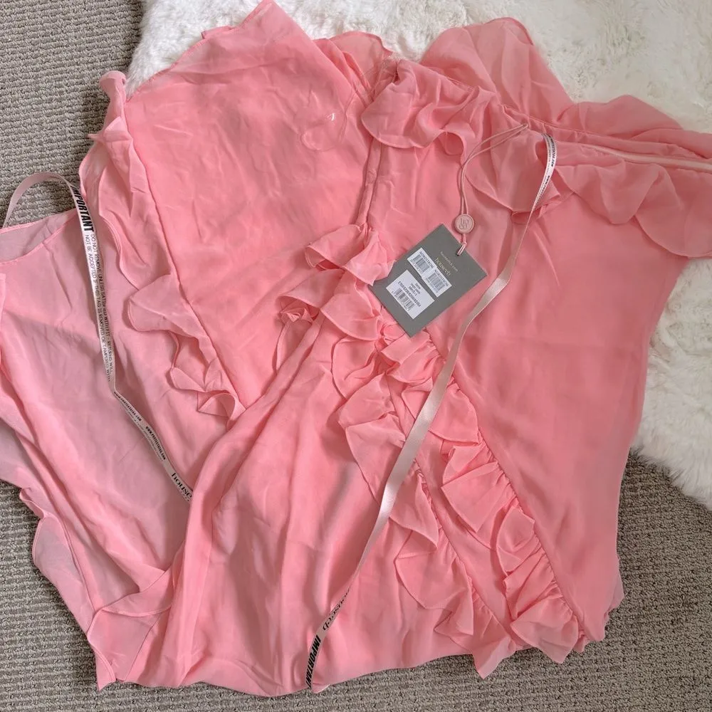 House of CB Sarina Ruffle Strapless Maxi Dress S - peach / pink - Image 6