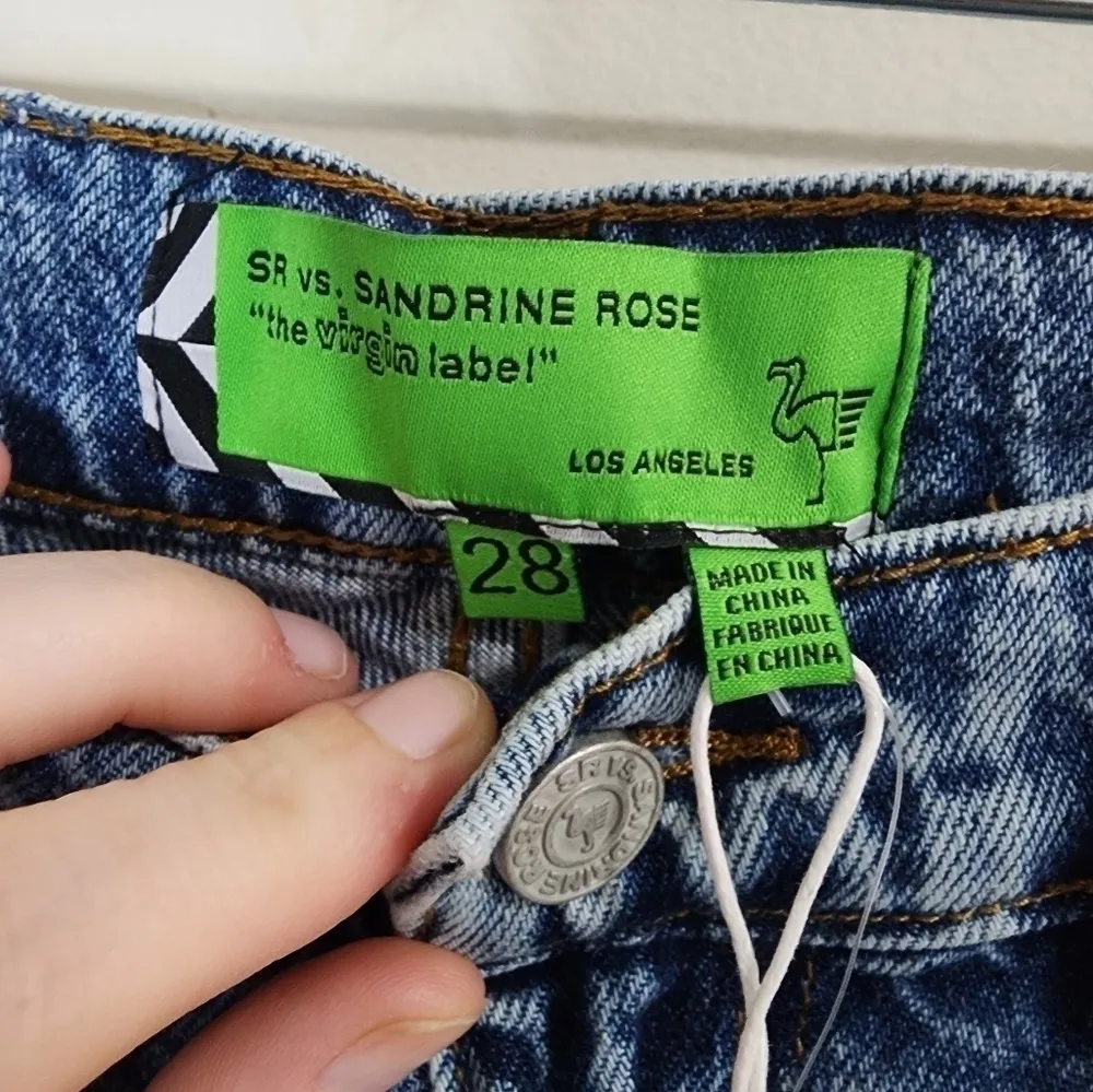 NWT Sandrine Rose Free‎ People Acid Wash Denim Straight Leg 28 High Rise Jeans - Image 7