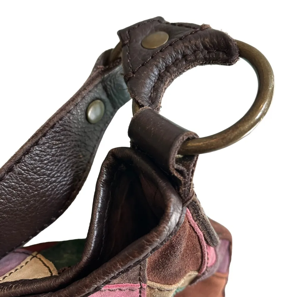 Lucky Brand Leather and Suede Patch Work Hobo Shoulder Bag - Image 13