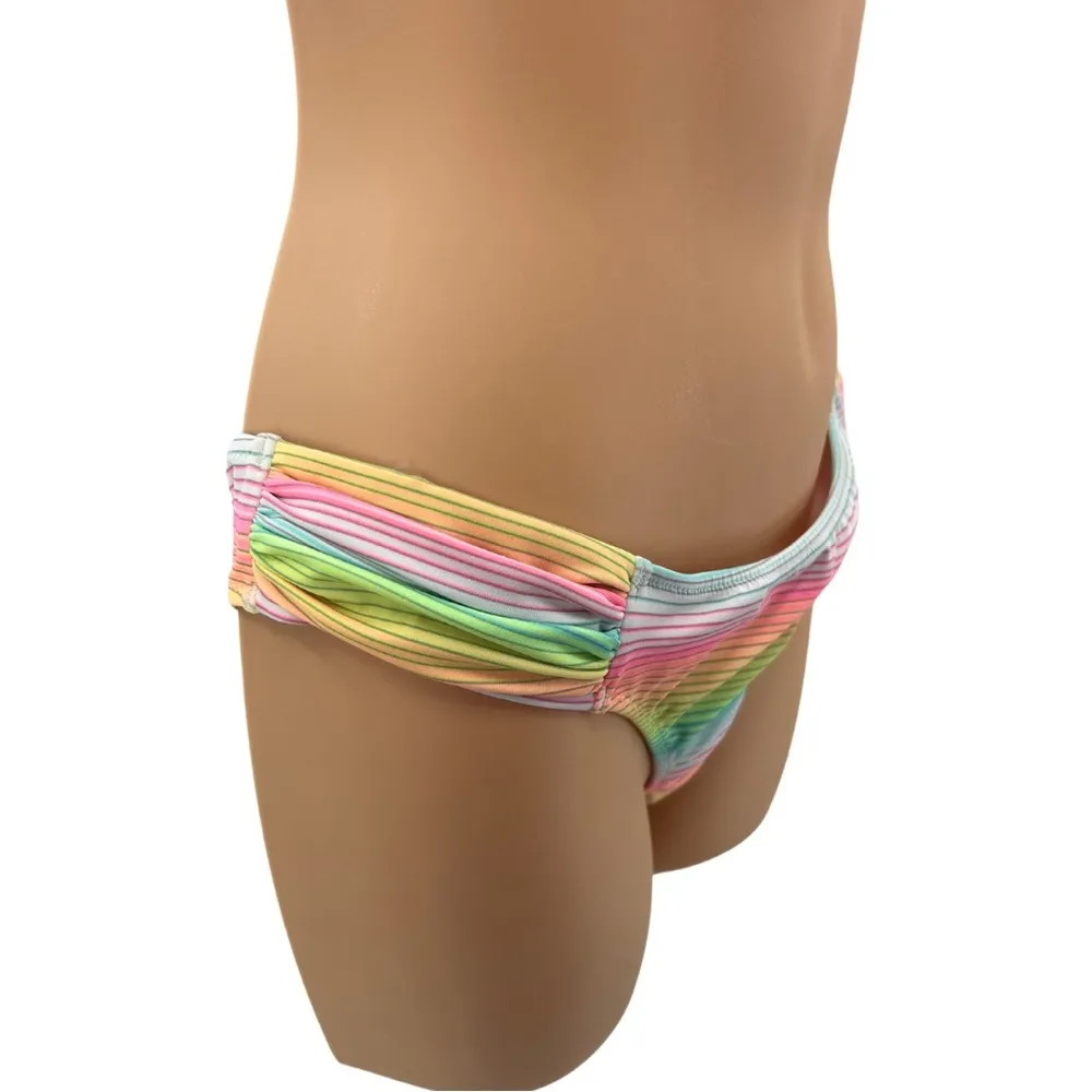Victoria’s Secret colorful striped two piece swimsuit bikini triangle tie medium - Image 4