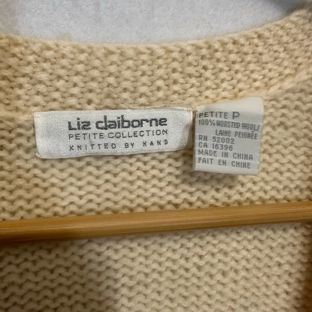 Liz Clairborne Hand Knitted Womens Sweater Cardigan 100% Worsted Wool Petite - Image 4