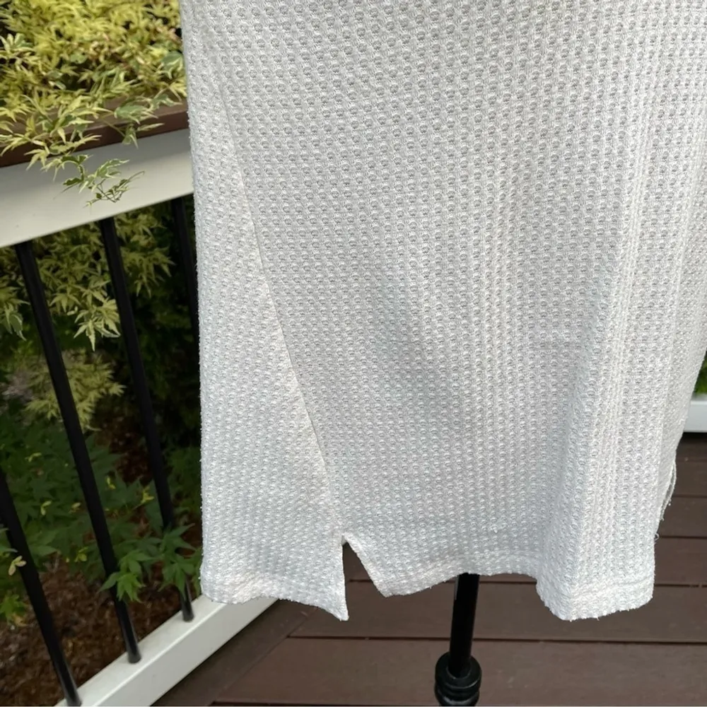 Maeve Anthropologie Size Medium Pearson Waffle Top Ivory V-Neck Long Sleeve - Image 4