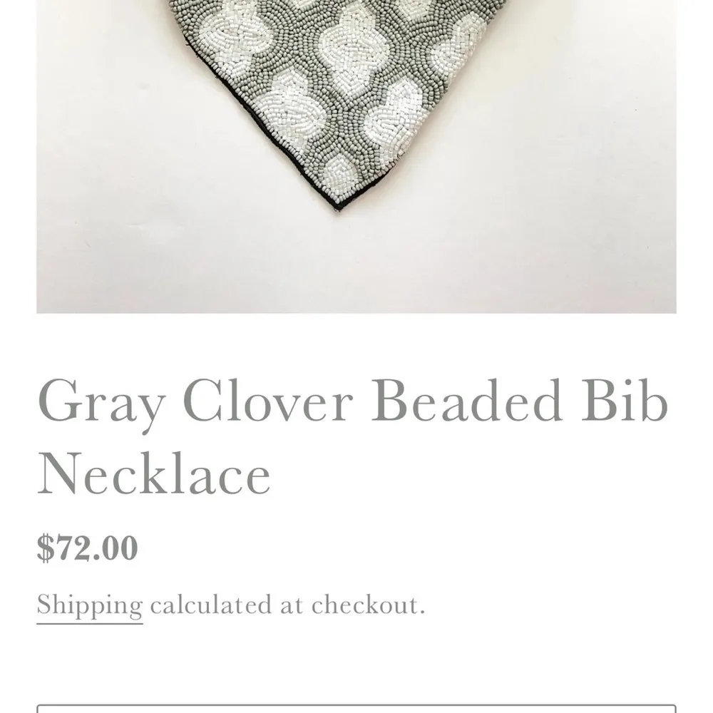 Gray Clover Beaded Bib Necklace White - Image 2