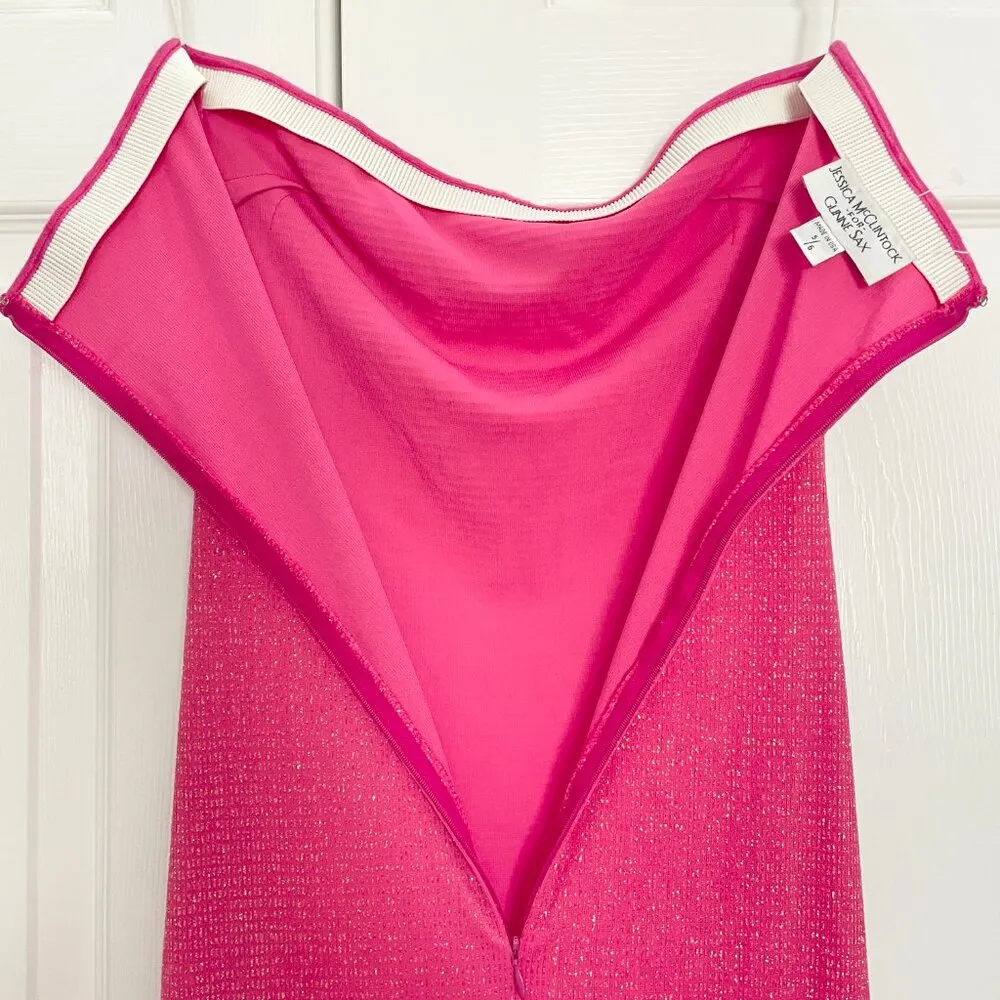 Vintage Jessica McClintock x Gunne Sax Pink Strapless Sheath Maxi Dress Sz 5/6 - Image 5