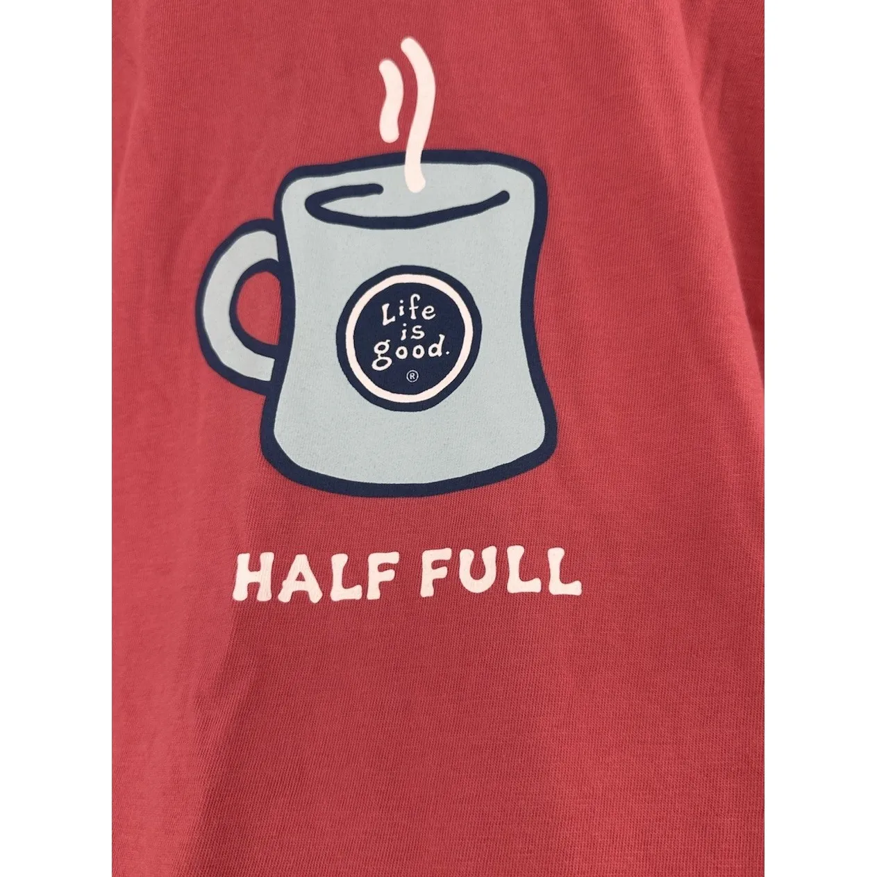 Life Is Good Shirt Women's XXXL Pink Crusher Long Sleeve Half Full Coffee‎ Mug - Image 2