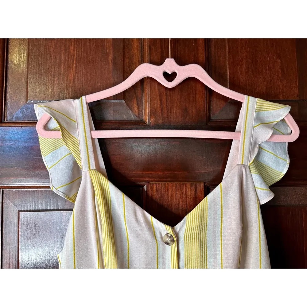 Candie’s Juniors Medium Pink Yellow & Crème Striped Jumpsuit - Image 2