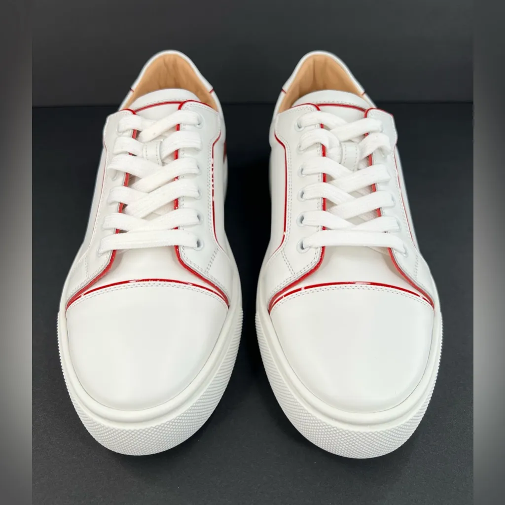 CHRISTIAN LOUBOUTIN Vieirissima Flat White Leather Ace Women Sneakers EU 40.5 - Image 4