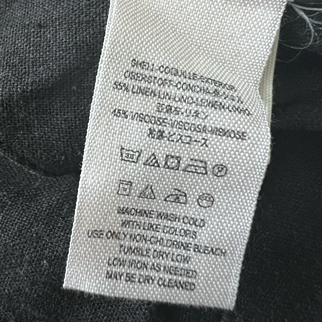 Free People Linen Blend one button Blazer black front pockets M - Image 6