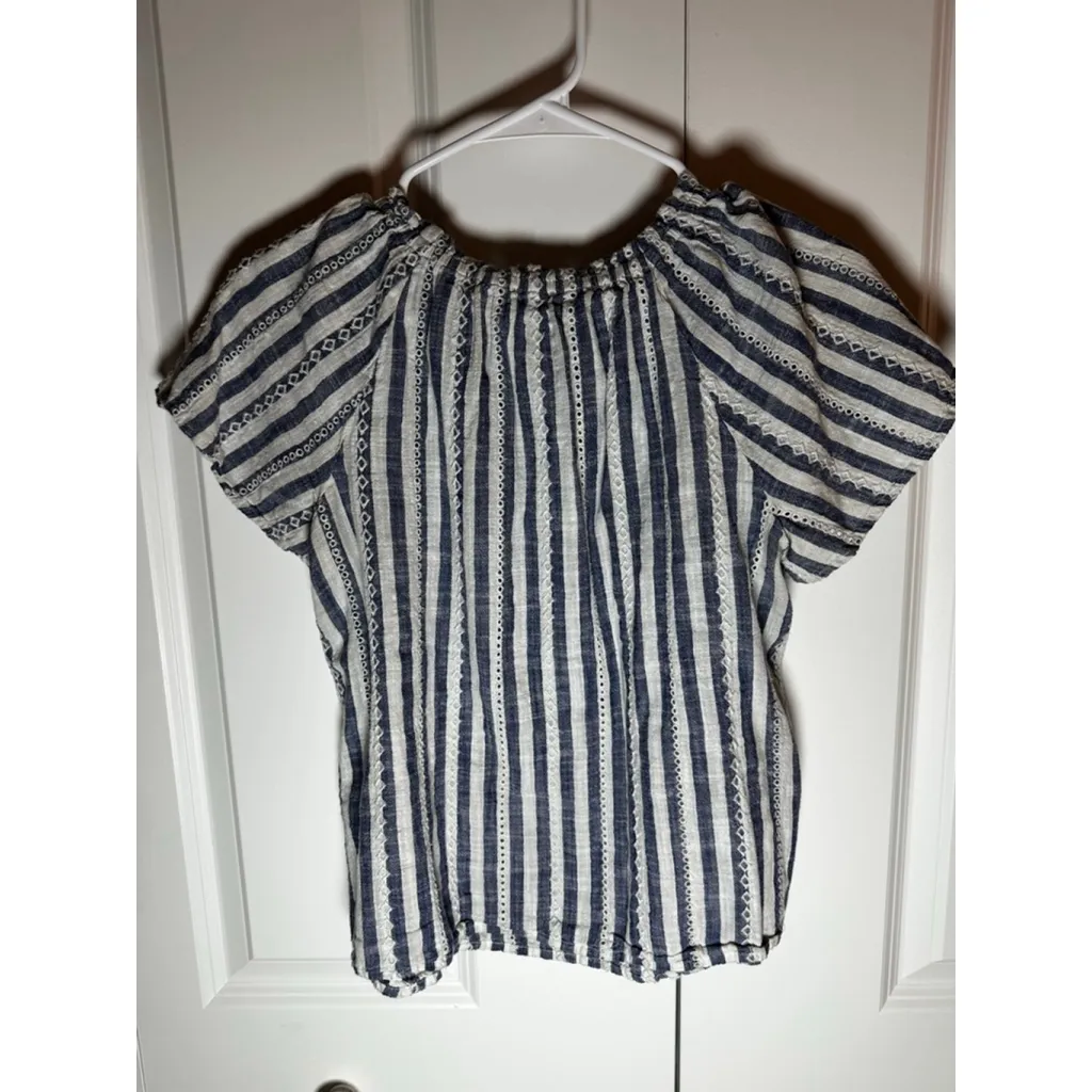 Morgan Taylor Blue White Striped Blouse M - Image 2