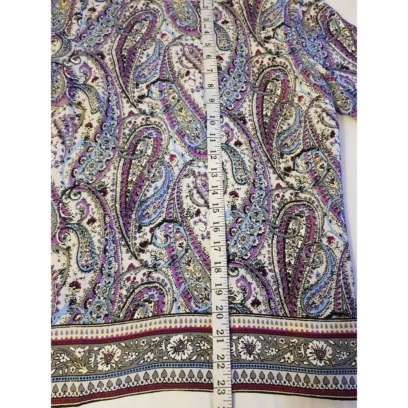 J. Jill Womens Blouse Sz XS Paisley Retro Hipster 60’s 70’s Inspired Festival Purple - Image 11