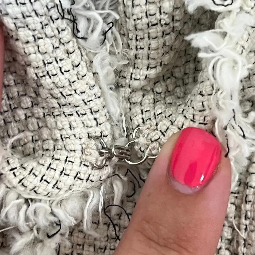 J Mclaughlin Martha Jacket Small NWT $268 Fringe Tweed‎ Cotton Solid Tan Ecru - Image 3