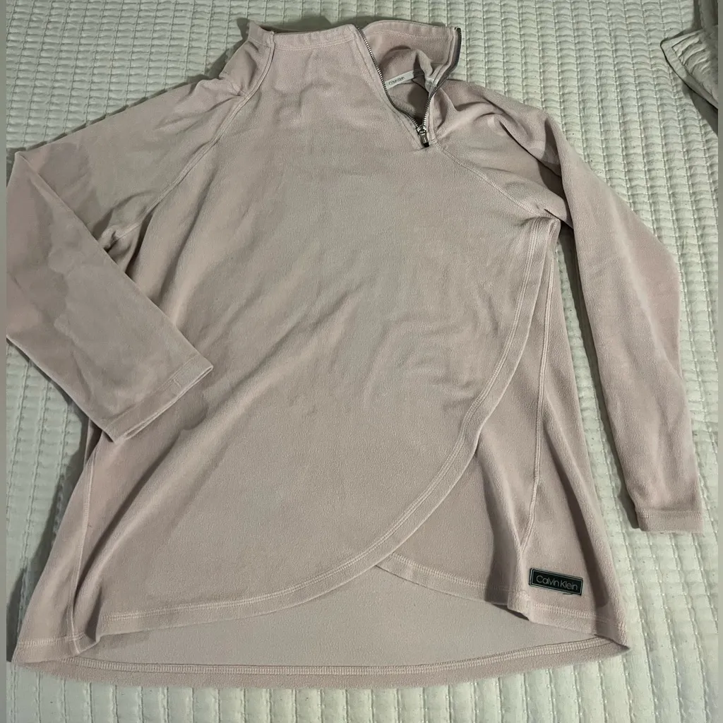 calvin klein | size large light pink quarter zip sweatshirt - Image 2