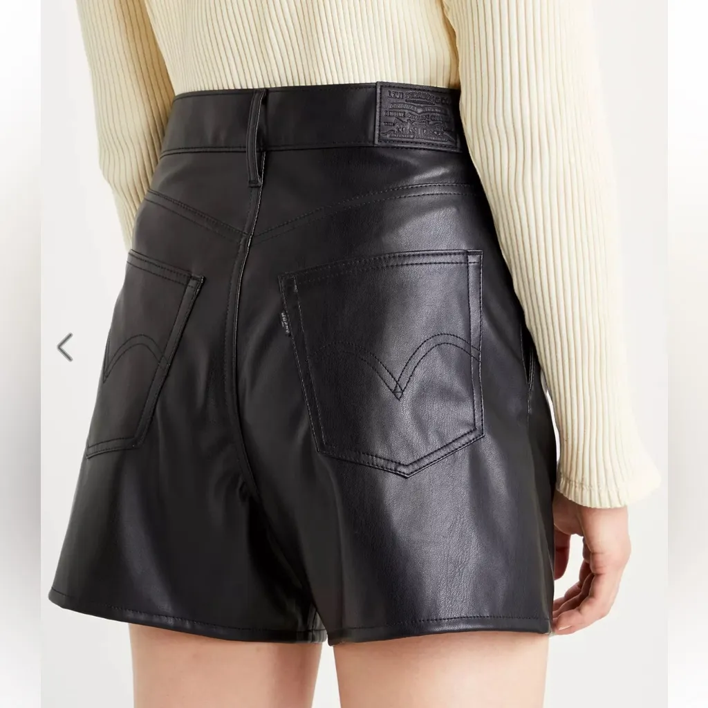 Levi’s High Rise Faux Leather Black Shorts size 27 $80 - Image 6