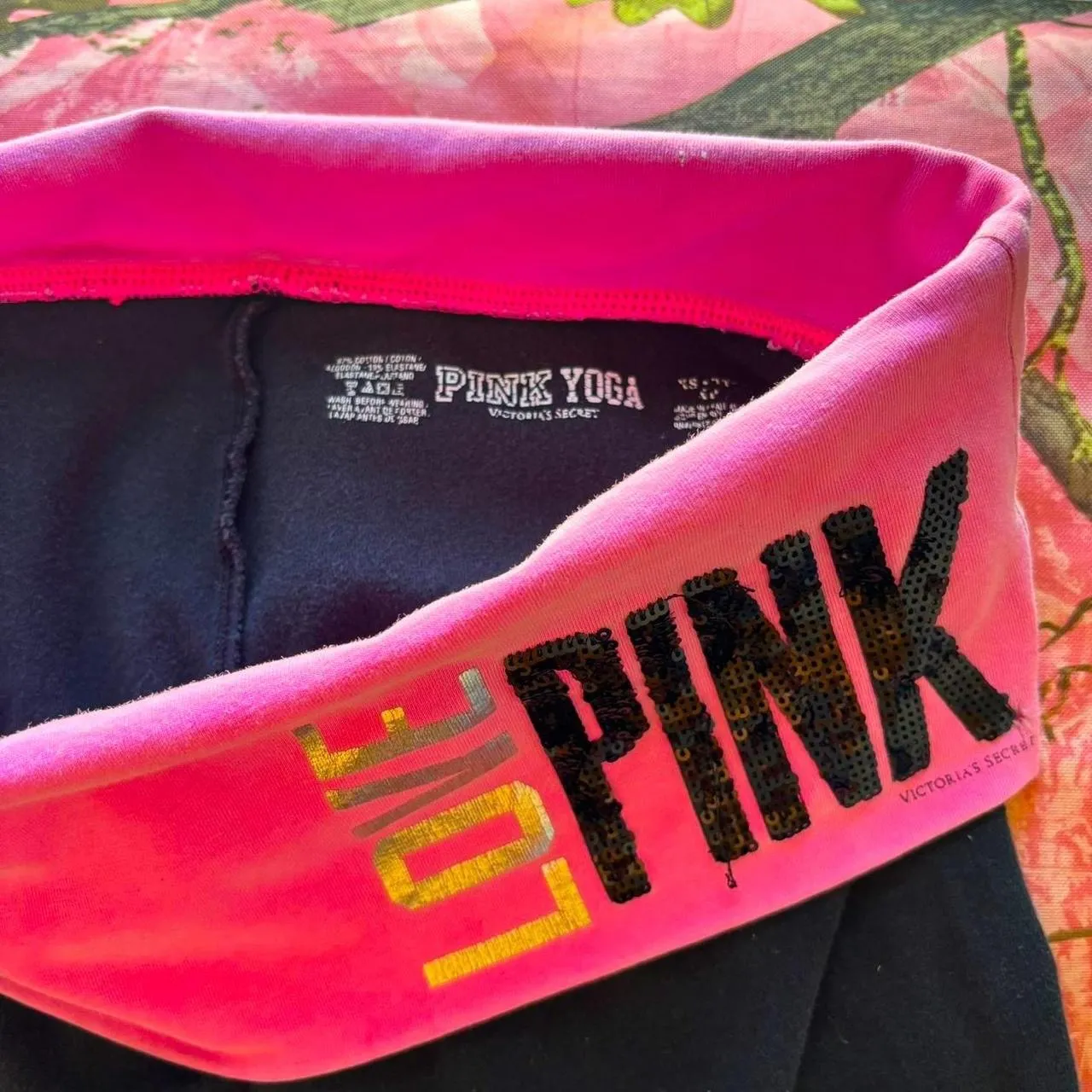 victoria’s secret PINK y2k vintage 2000s pink sequin fold over cotton mini lounge shorts  - Image 7